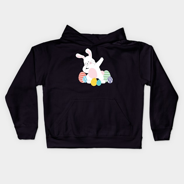 Dabbing Easter Bunny Colorful Easter Egg Kids Hoodie by BUBLTEES